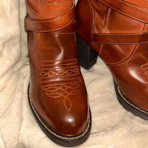 Roper Boots 10 M Brown Slouch Western Boot Vegan NWOB - Picture 4 of 12